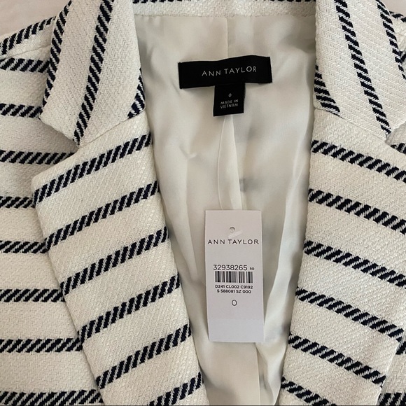 Ann Taylor NWT White and Navy Stripes Blazer - Picture 2 of 2